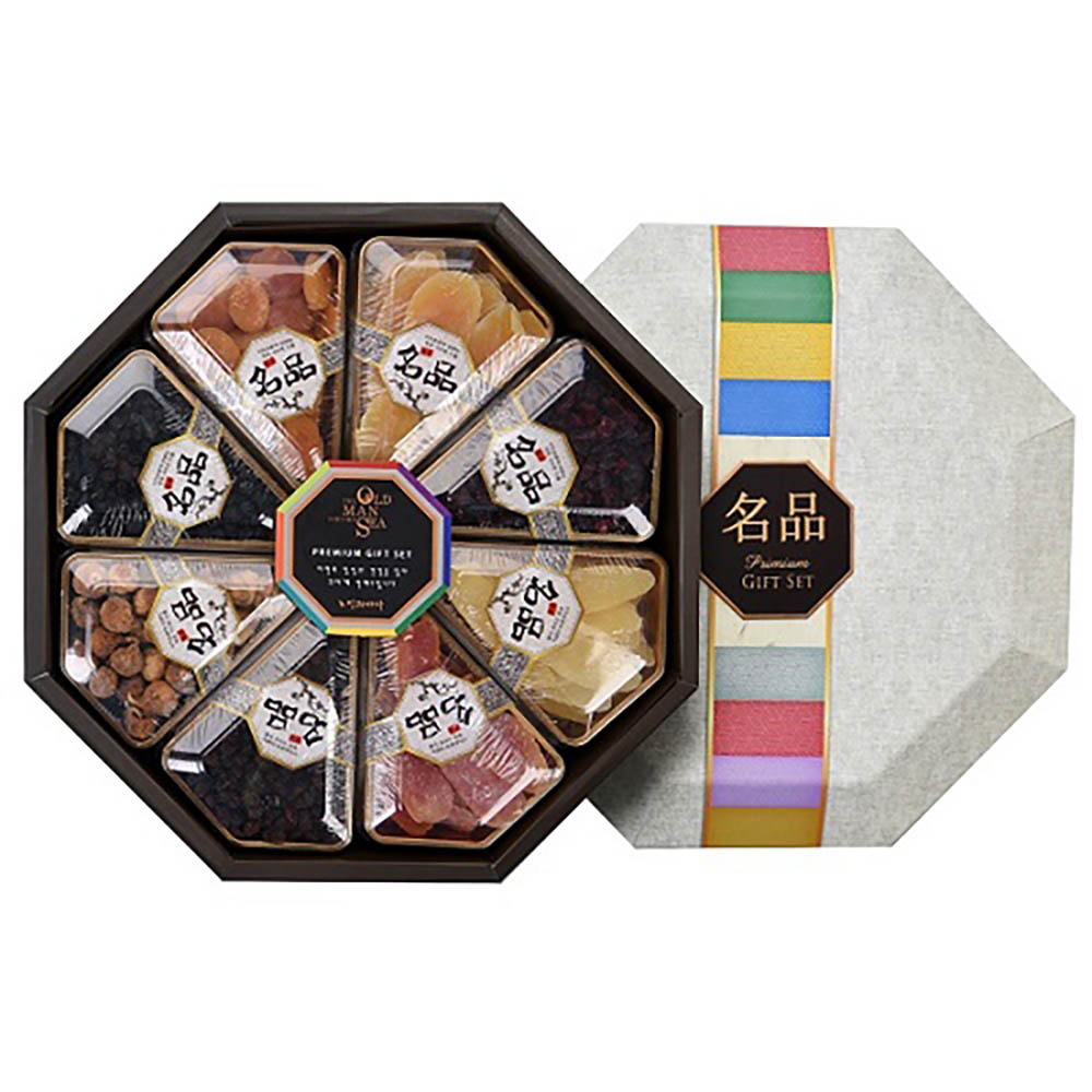 노인과바다 팔각 건과일세트 1호 (건파인애플160g, 건망고160g, 건파파야160g, 건살구200g, 건무화과180g, 건크린베리160g, 건블루베리180g, 건포도170g)