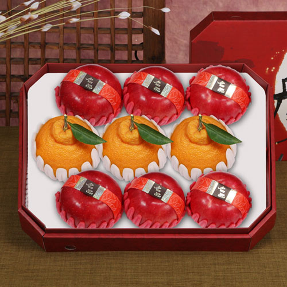 [델리후르츠] [프라임] 팔각한라봉사과(한라봉 3과, 사과 6과 3kg내외 )