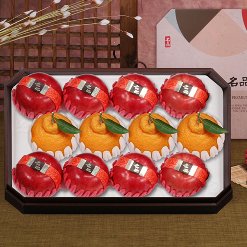 [델리후르츠] 팔각한라봉사과(곱들락 한라봉 4과, 사과 8과 4kg내외)