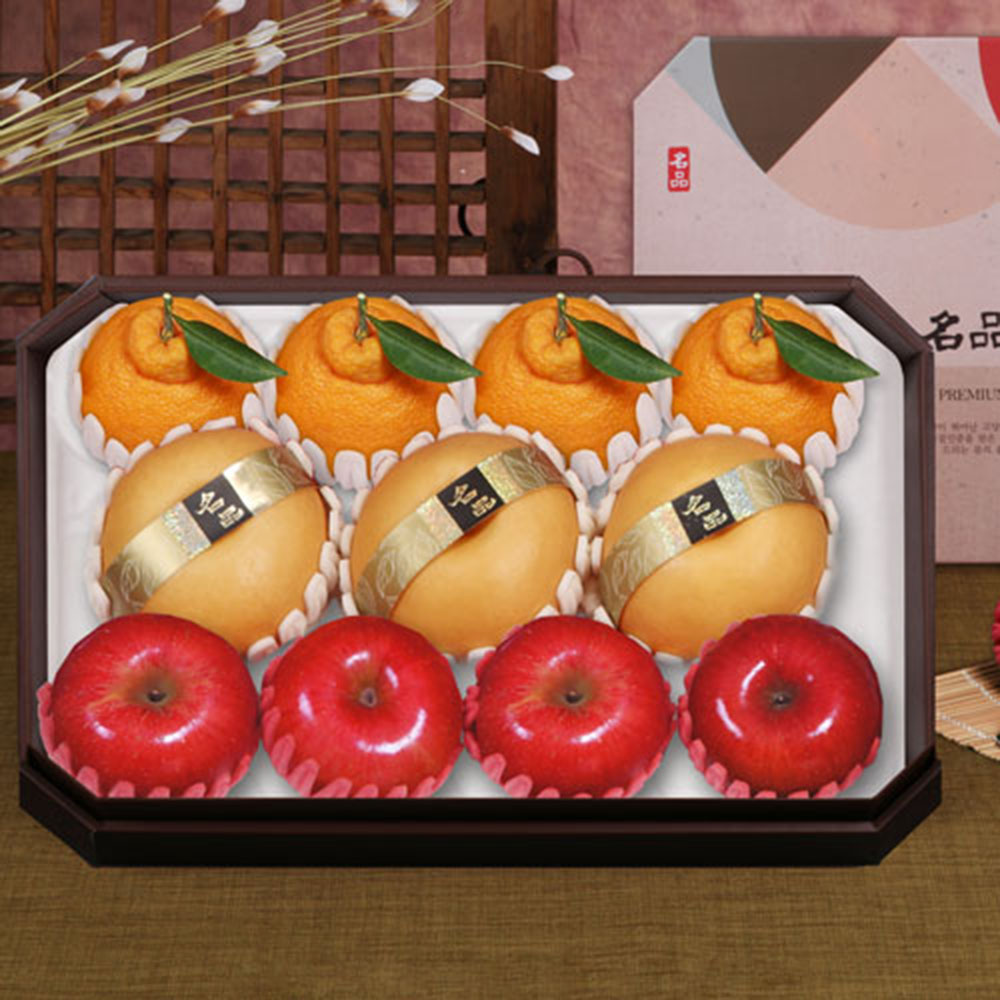 [델리후르츠] 팔각한라봉사과배(곱들락 한라봉 4과, 배 3과, 사과 4과 4.5kg내외 )