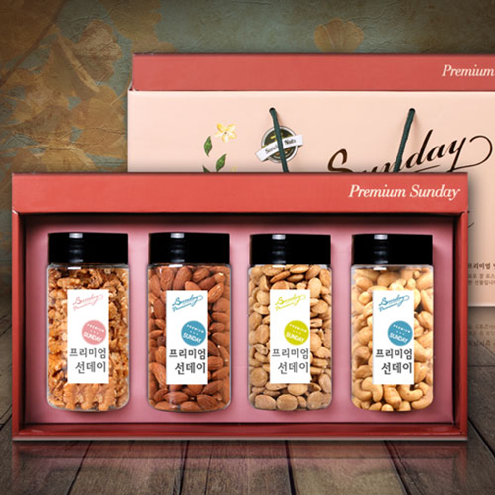 [선데이견과] 선데이견과 4P 1호(호두130g, 아몬드240g, 사차인치200g, 캐슈넛230g)