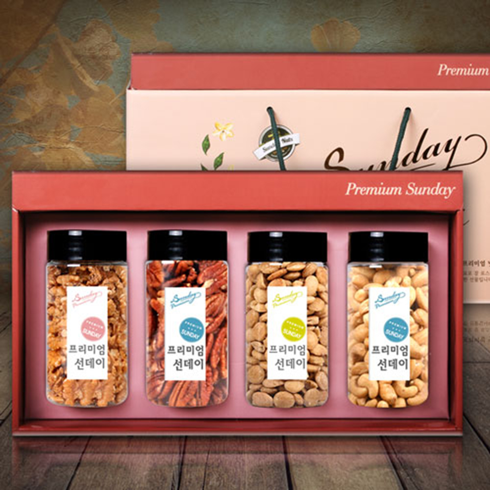 [선데이견과] 선데이견과 4P 2호(호두130g, 피칸180g, 사차인치200g, 캐슈넛230g)