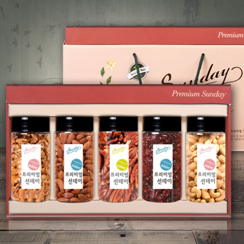 [선데이견과] 선데이견과 5P 1호(호두130g, 아몬드240g, 피칸(180g), 크렌베리220g, 캐슈넛230g)