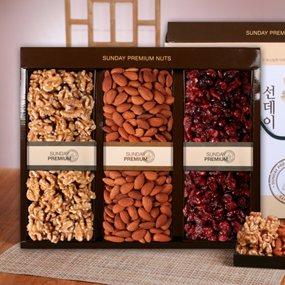[선데이견과] 선데이견과 선데이프라임3호(호두 140g, 아몬드180g, 크렌베리180g)