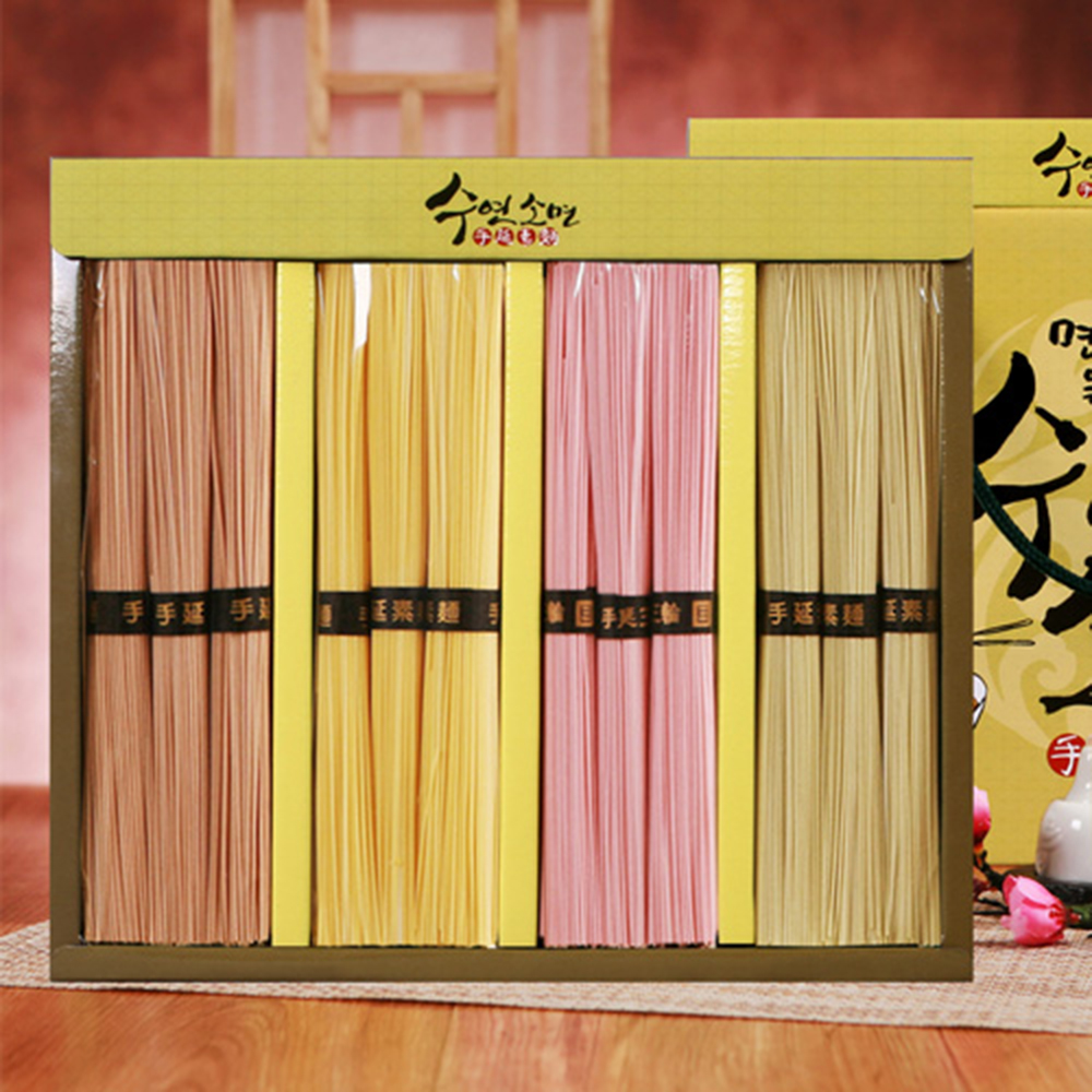 [오색수연소면] 오색수연소면1.2kg (백련초150g, 치자150g, 메밀150g, 녹차150g, 수연소면600g 총 1.2kg)