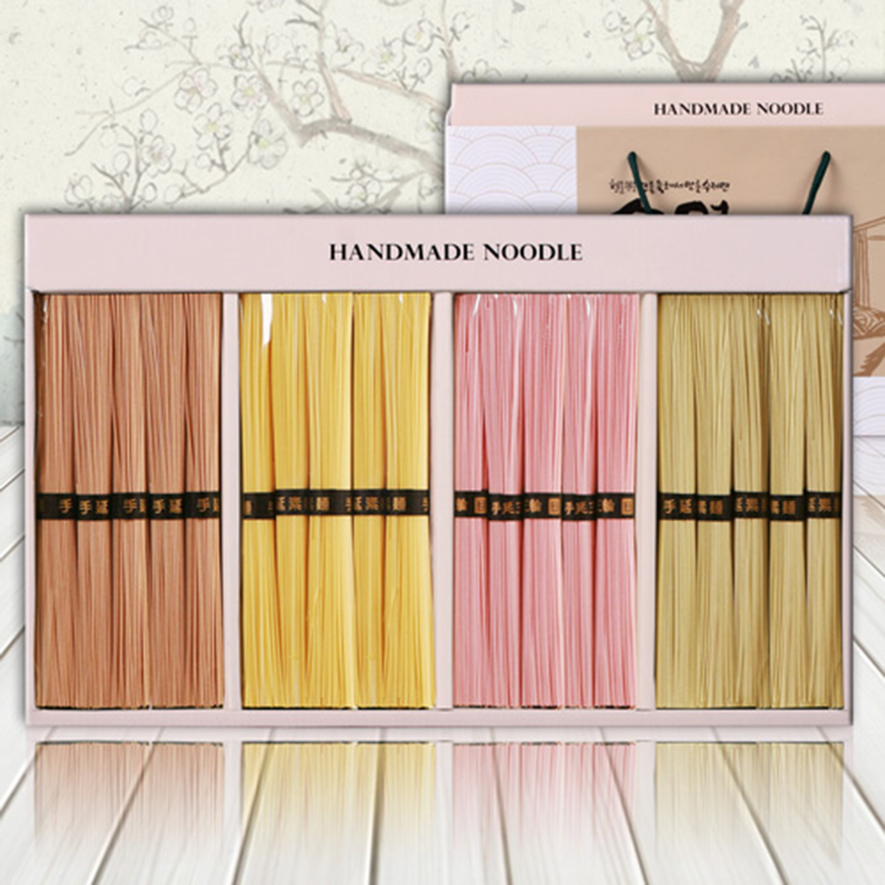 [오색수연소면] 오색수연소면2kg (백련초250g, 치자250g, 메밀250g, 녹차250g, 수연소면1kg 총 2kg)