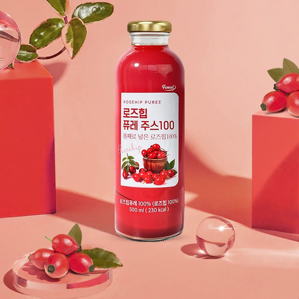 퍼니트 100% 로즈힙 퓨레 주스 3+3박스(500ml X 총 6병)