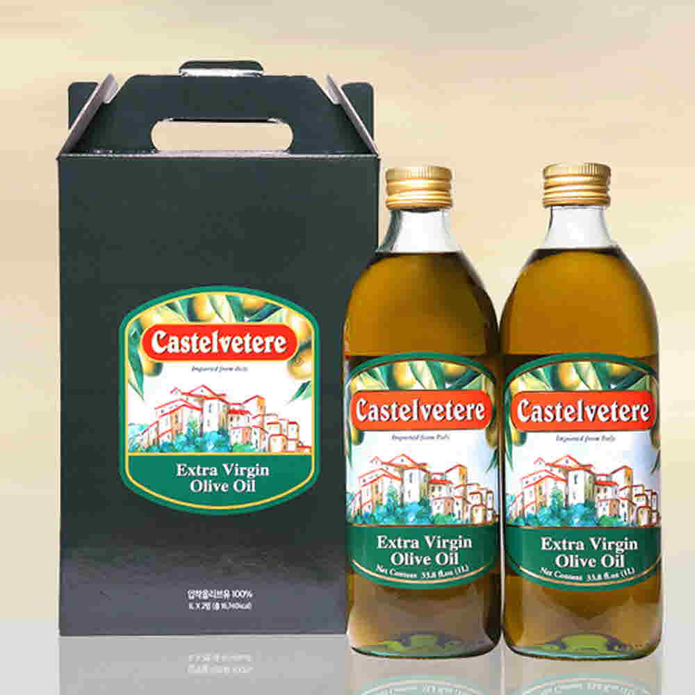 [카스텔베테르] 엑스트라 버진 올리브유 선물세트 2호 (올리브유1L (2개) + 전용패키지)