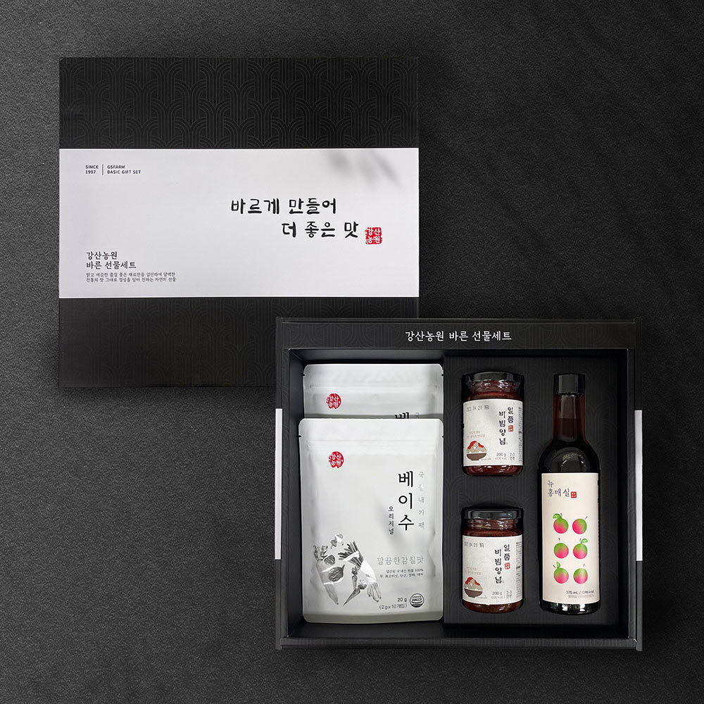 바른 선물세트 (베이수 2종 + 일품 비빔양념 + 뉴홍매실)