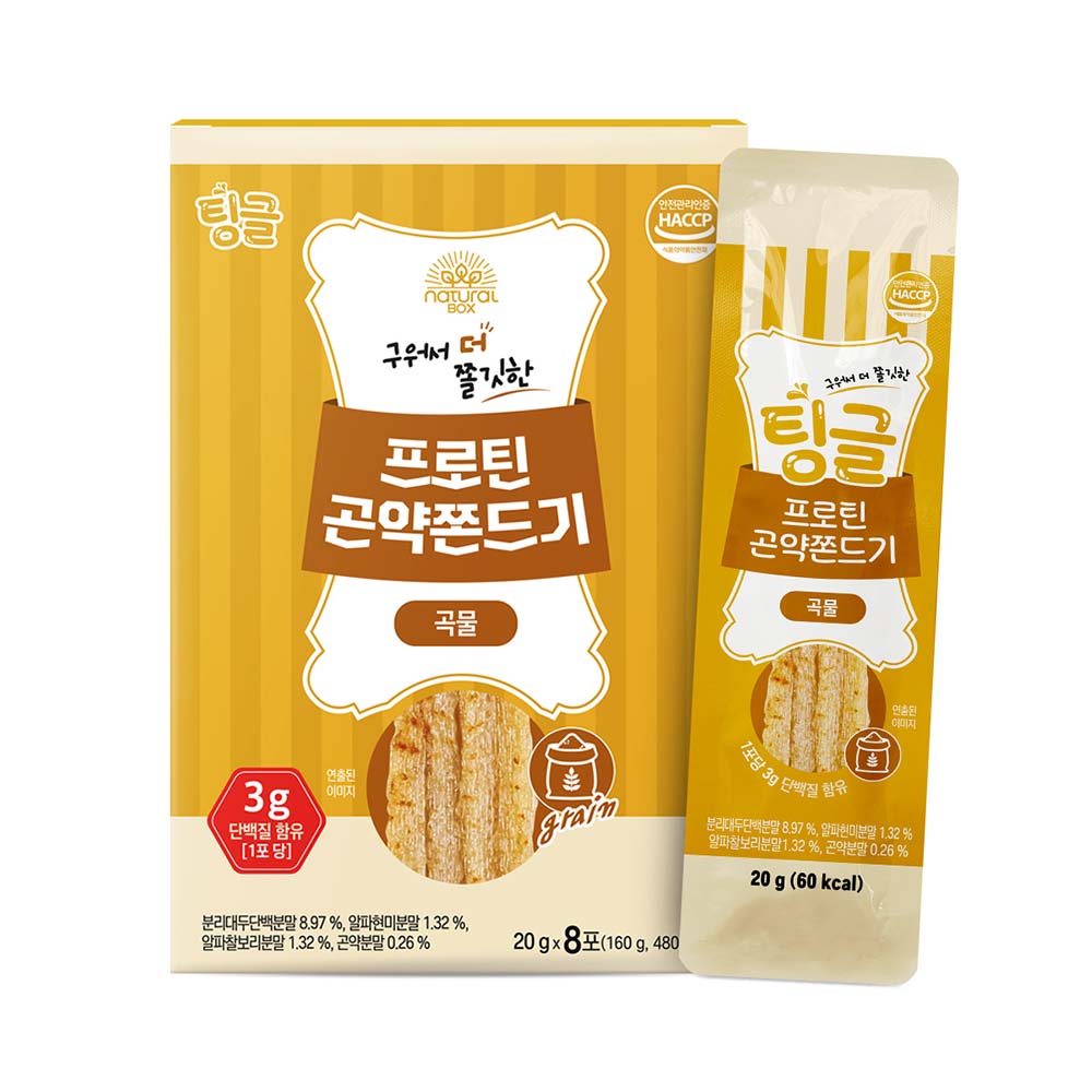 내추럴박스 프로틴 곤약쫀드기 곡물맛 160g (20g x8포)