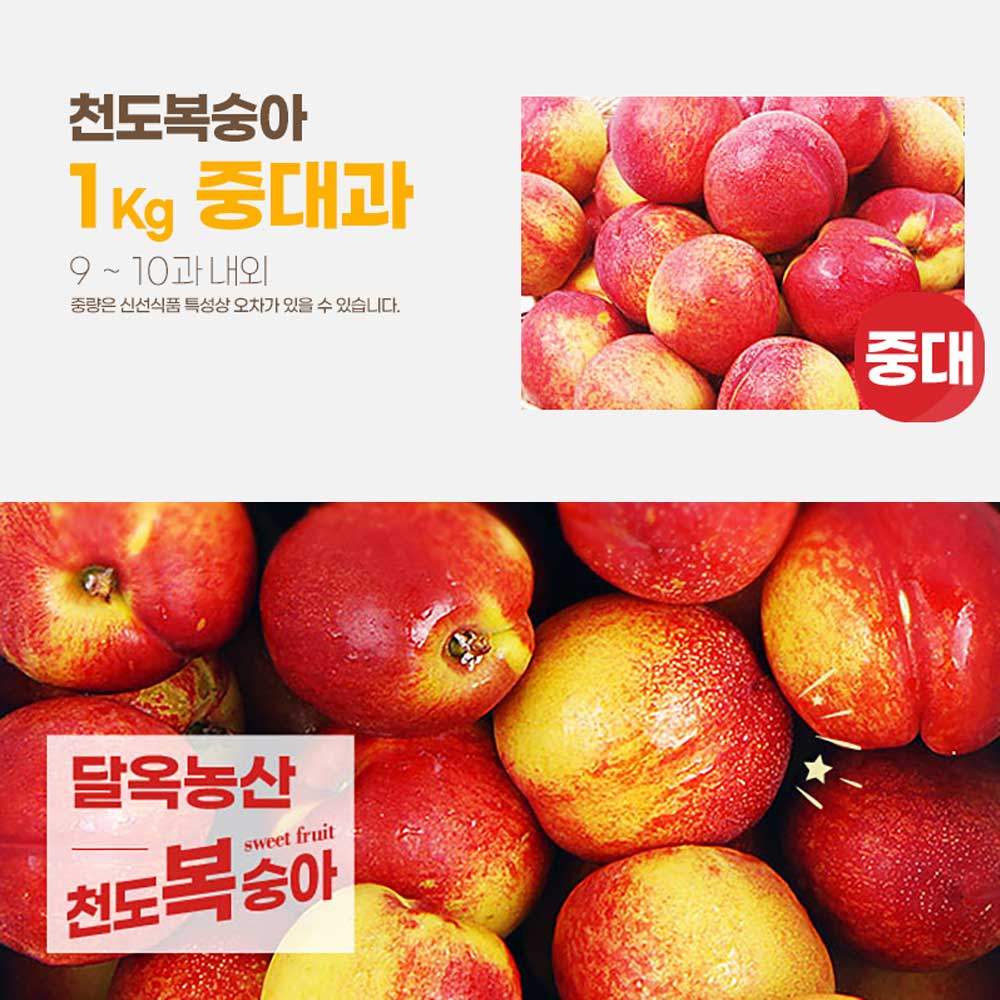 달옥농산 신선복숭아 1kg [천도1중대과] (9-10) /개당 110g내외
