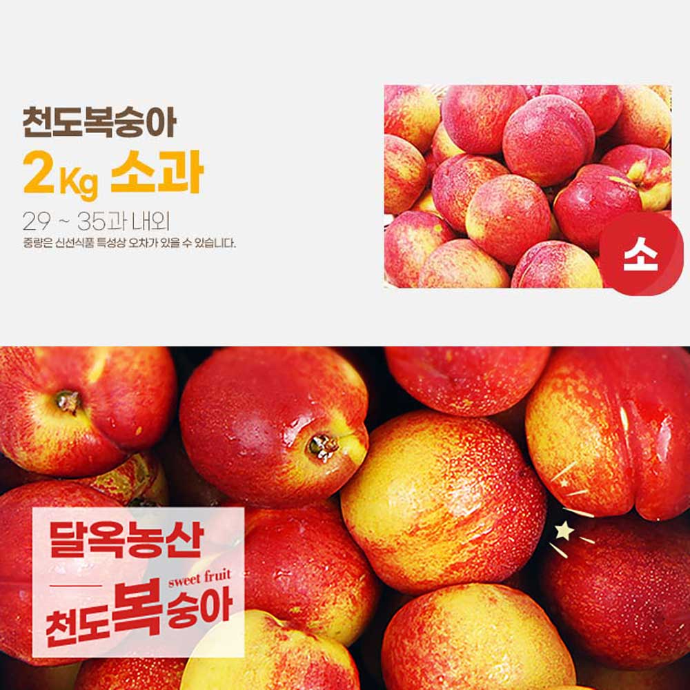 달옥농산 신선복숭아 2kg [천도2소과] (29-35) /개당55-70g