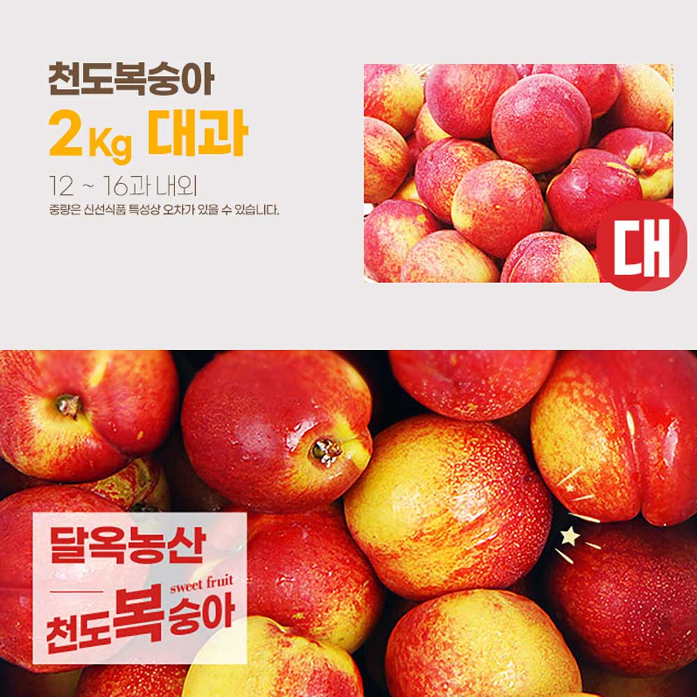달옥농산 신선복숭아 2kg [천도2대과] (12-16) /개당 140g내외
