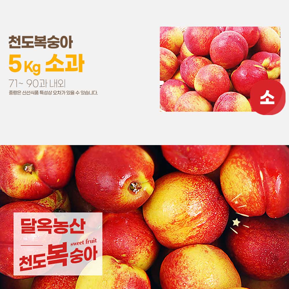 달옥농산 신선복숭아[6월 2일 출고예정 예약판매] 5kg [천도5소과] (71-90) /개당55-70g