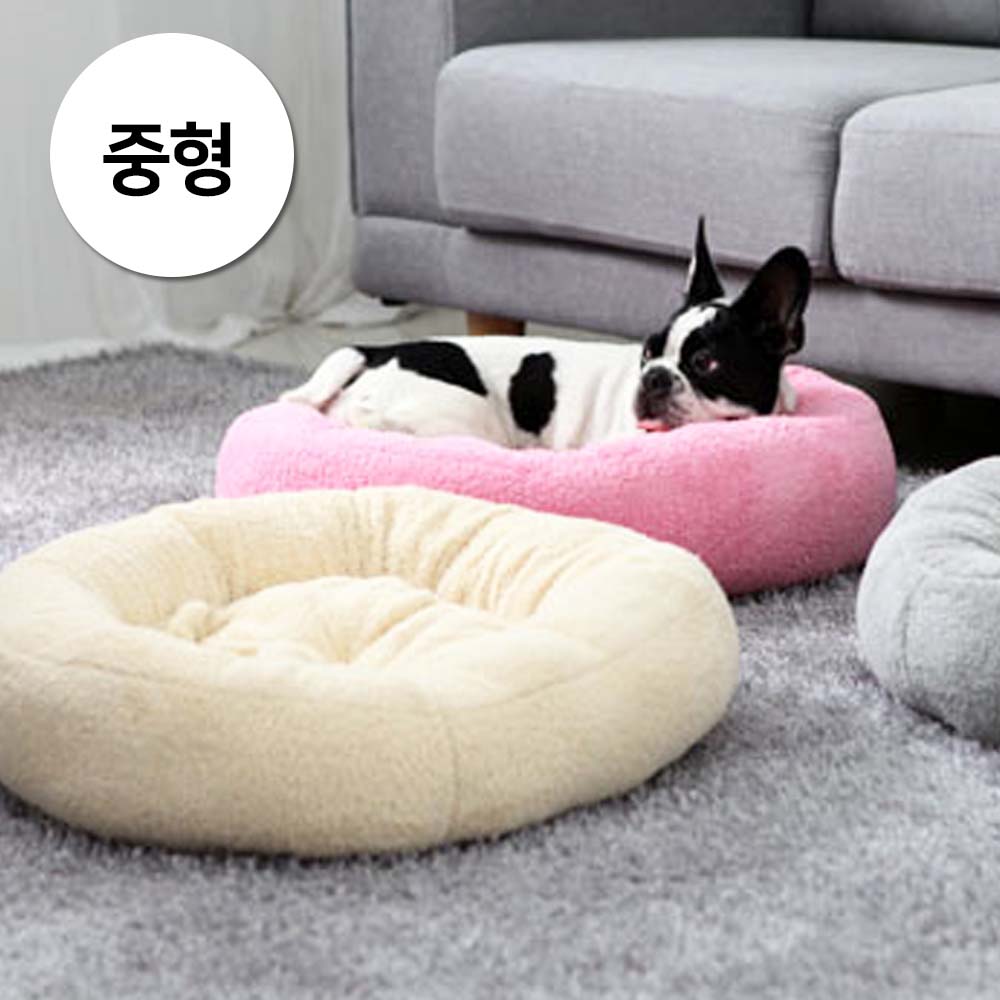 개과천선 비드 강아지 원 방석 애견 사계절 극세사 꿀잠 침대 쿠션 방석 고양이 도넛 방석 중형