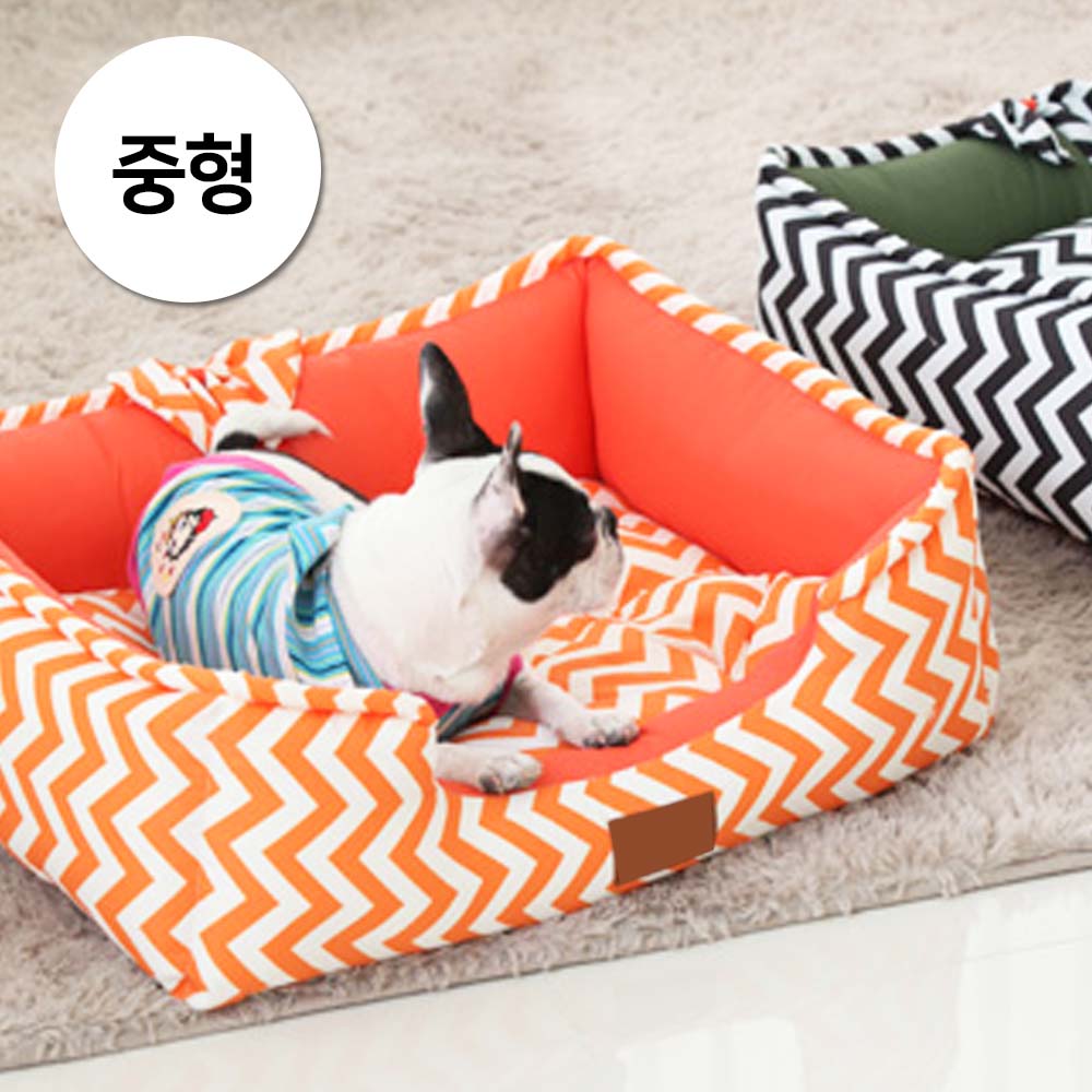 개과천선 링보늬 강아지 사각 방석 꿀잠 애견 소파 방석 고양이 사계절 침대 중형견 중형(오렌지/그린 택1)