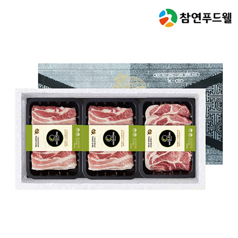 [참연] 돼지고기 한돈세트 메가포크 3호 / 한돈1등급 1.5kg (삼겹살500g×2ea 목살500g)