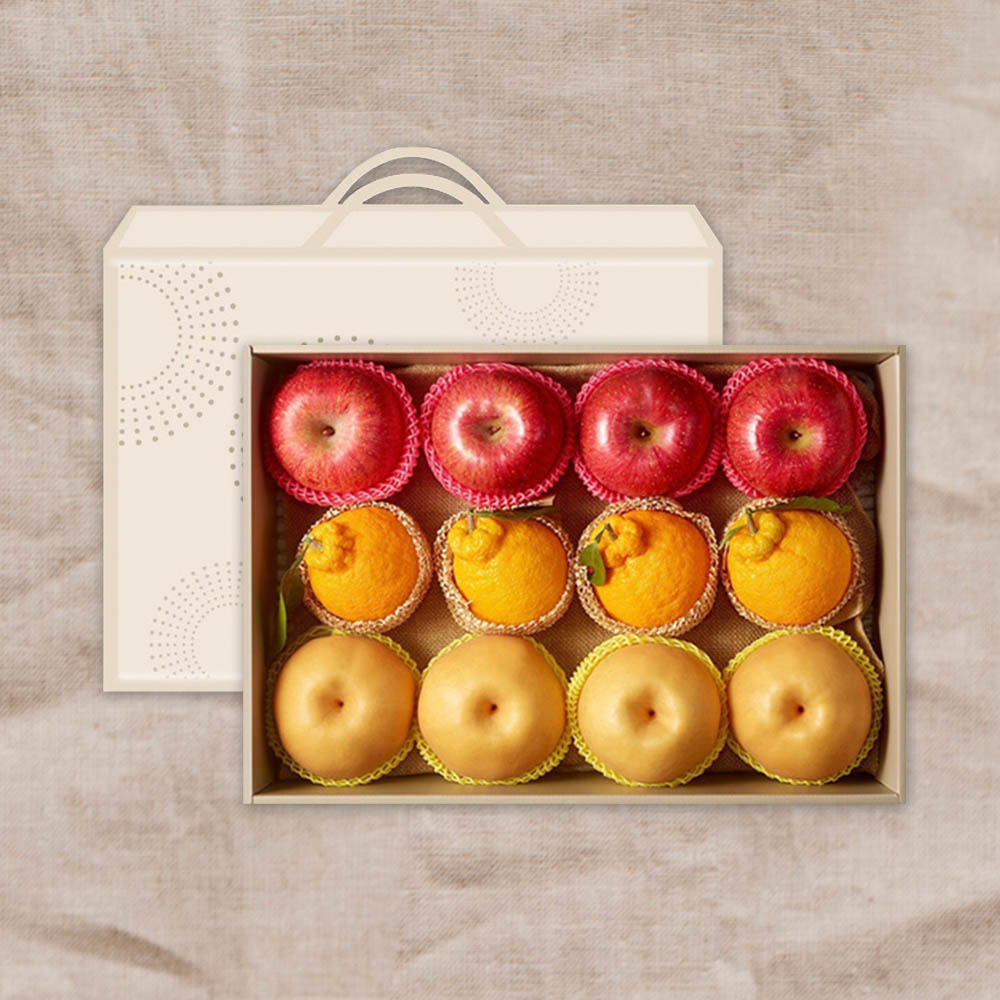 [기품맛담] 사과/배/한라봉 혼합 선물세트 5.4kg 12과 (사과4과/배4과/한라봉4과)