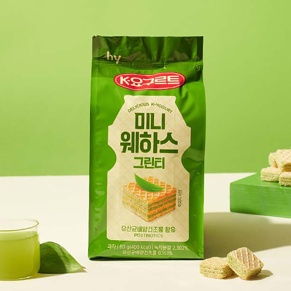 한국야쿠르트 미니웨하스 80g(395 kcal) 그린티맛