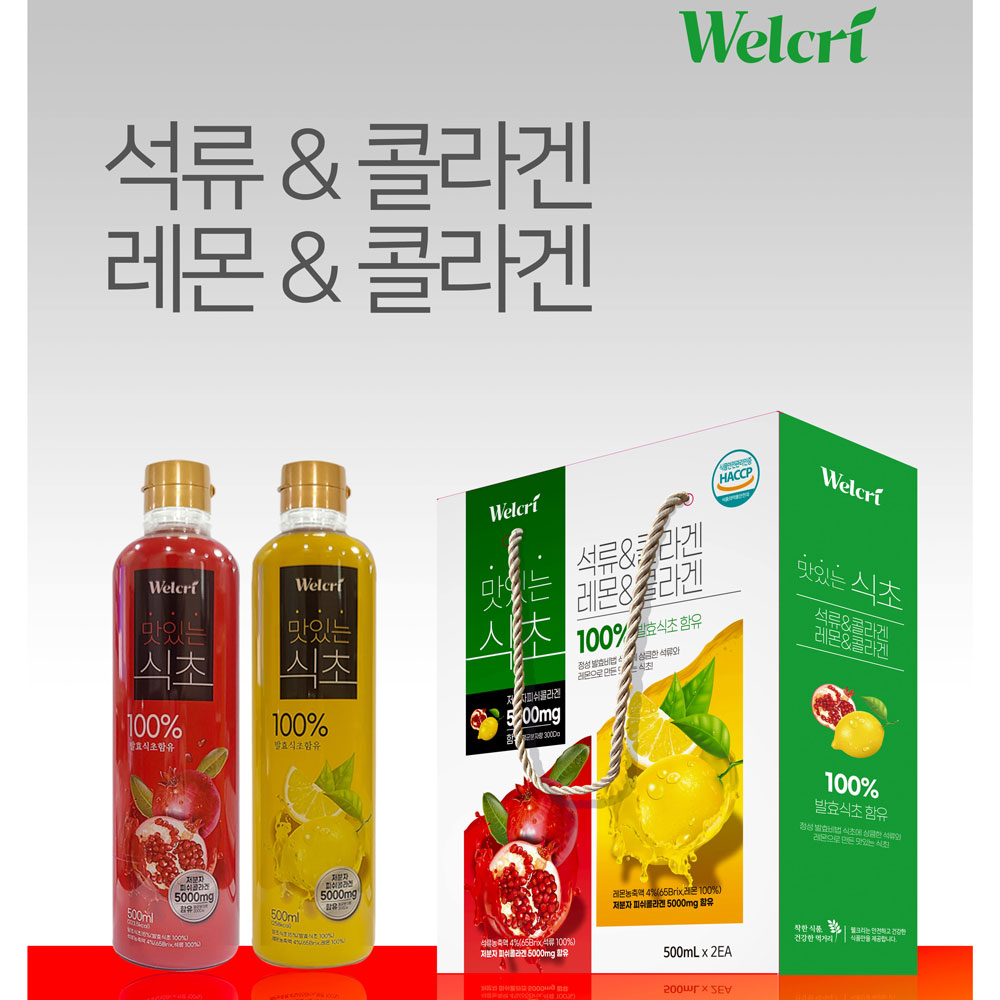 웰크리 맛있는 식초 2p pet (석류500ml, 레몬500ml)