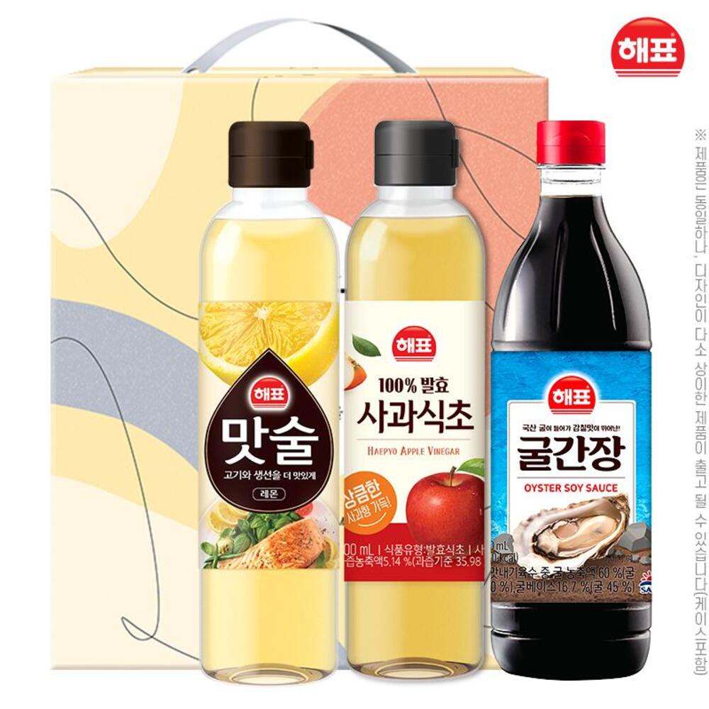 해표 맛술500ml 사과식초500ml 굴간장500ml(3종)