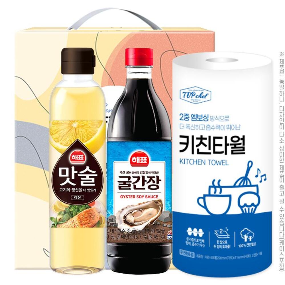 해표 맛술500ml 굴간장500ml 롤타입키친타올(3종)